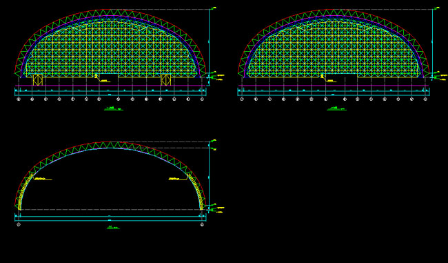 青岛跨度110米，拱高35_7米煤棚网架